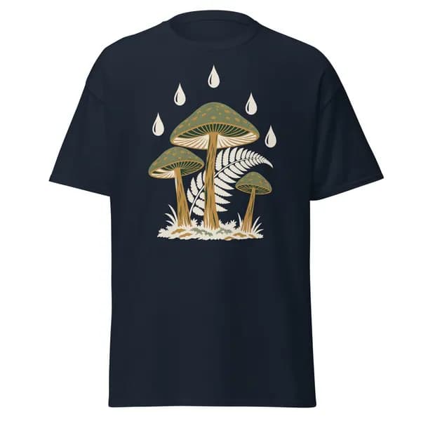 Mushroom Rain digital garment preview · Navy