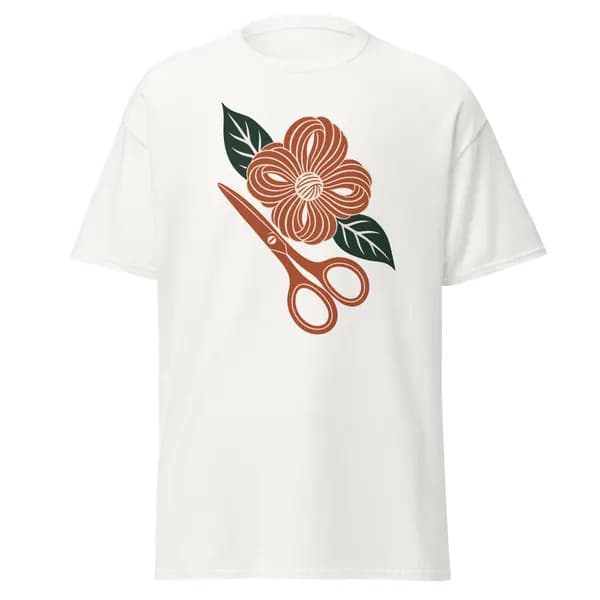 Scissor Bloom digital garment preview · White