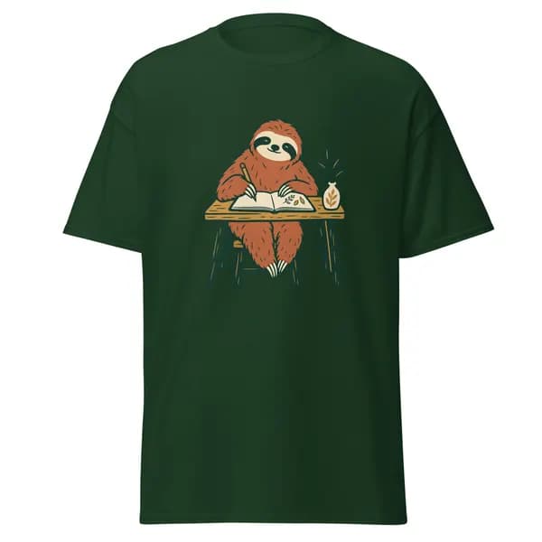 Small Notes, Slow Days digital garment preview · Forest Green