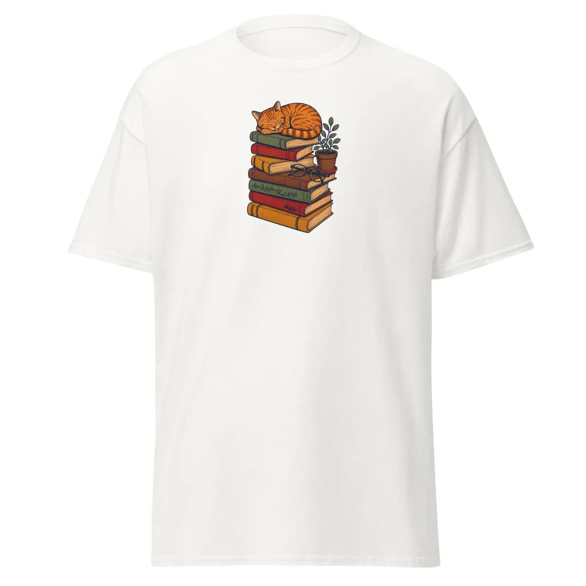 معاينة رقمية لقطعة Book Tower Cat · أبيض