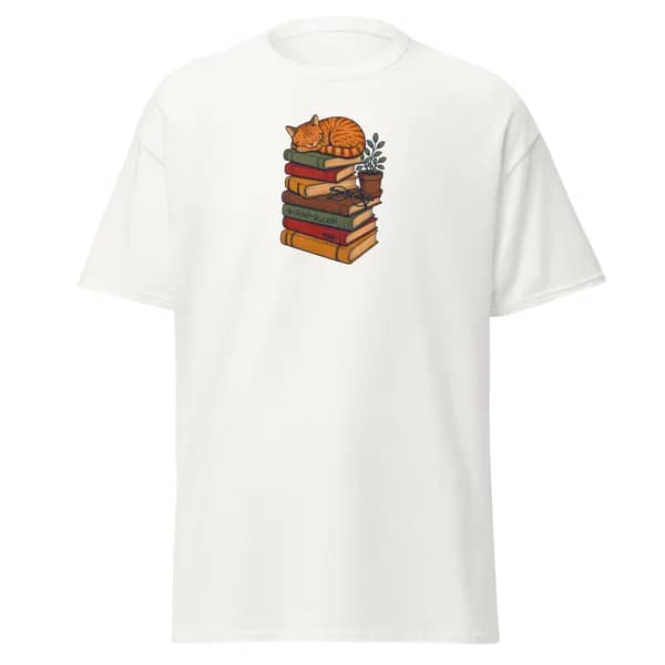 معاينة رقمية لقطعة Book Tower Cat · أبيض