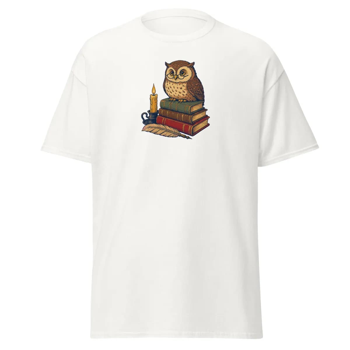 معاينة رقمية لقطعة Quiet Library Owl · أبيض