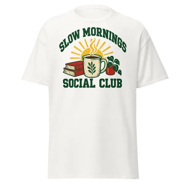معاينة رقمية لقطعة Slow Mornings Social Club · أبيض