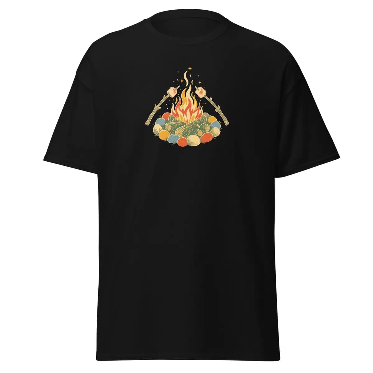 Campfire Marshmallows digital garment preview · Black