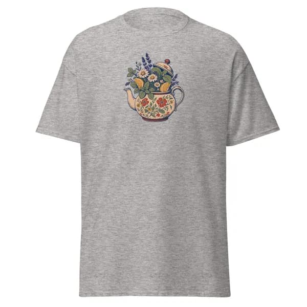 Teapot Garden digital garment preview · Sport Grey