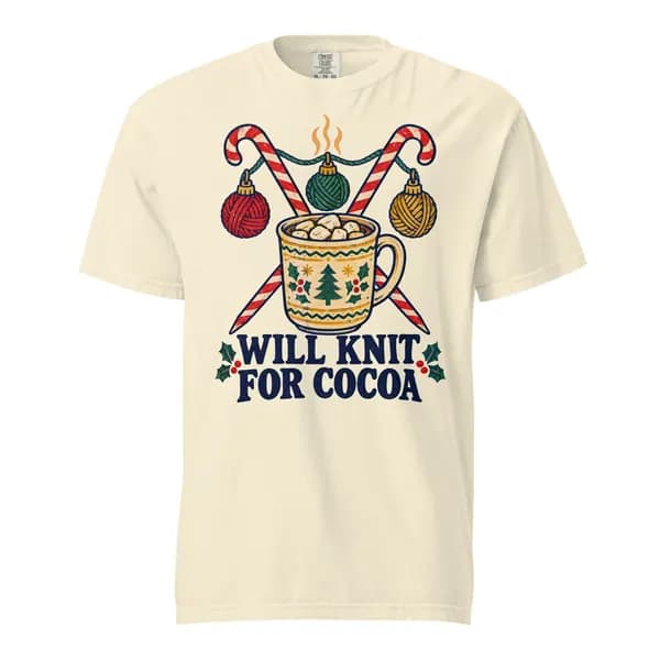 Aperçu numérique du vêtement Will Knit for Cocoa Garment-Dyed Tee · Ivoire