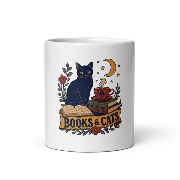 Aperçu numérique du produit Books and Cats Mug · Blanc