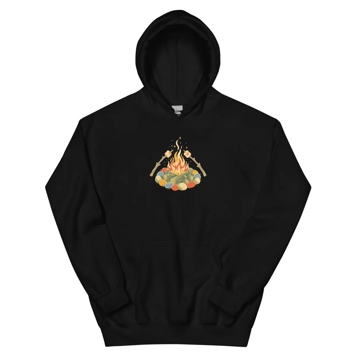 معاينة رقمية لمنتج Campfire Marshmallows Hoodie · أسود
