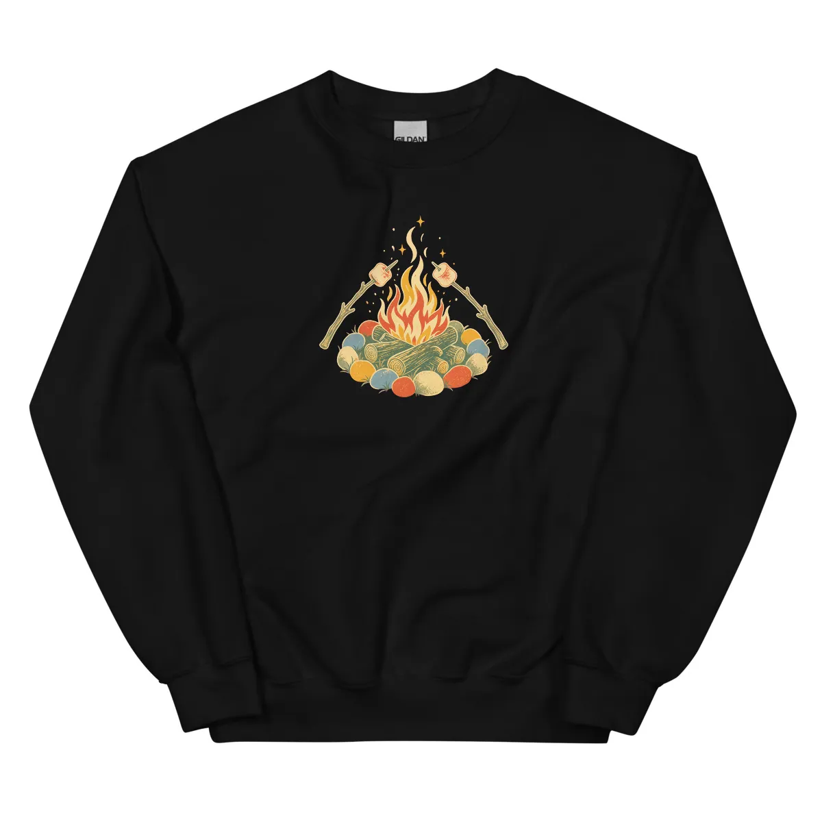 Aperçu numérique du produit Campfire Marshmallows Sweatshirt · Noir