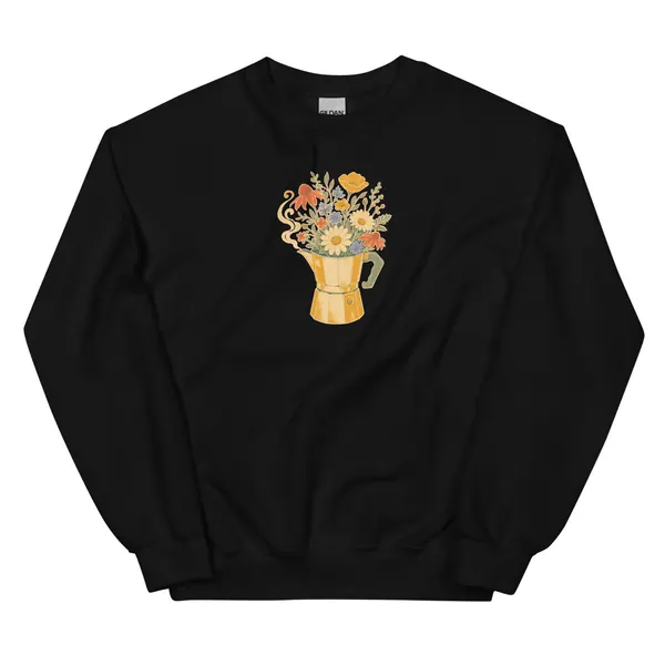Moka Pot Bloom Sweatshirt digital product preview · Black