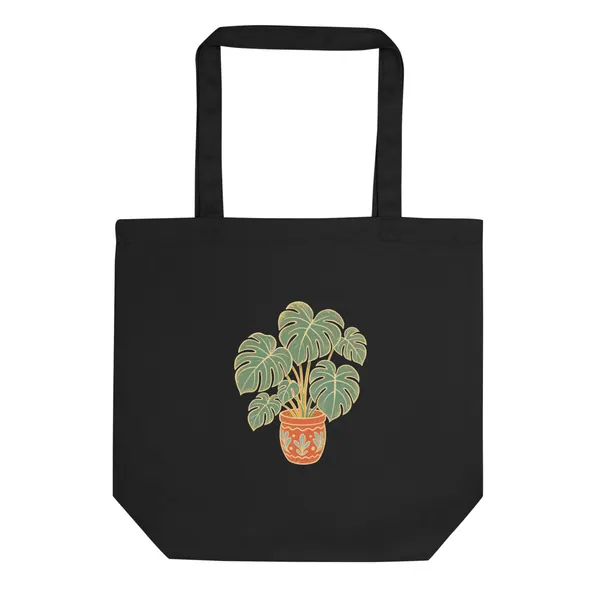 Aperçu numérique du produit Monstera Pot Tote · Noir