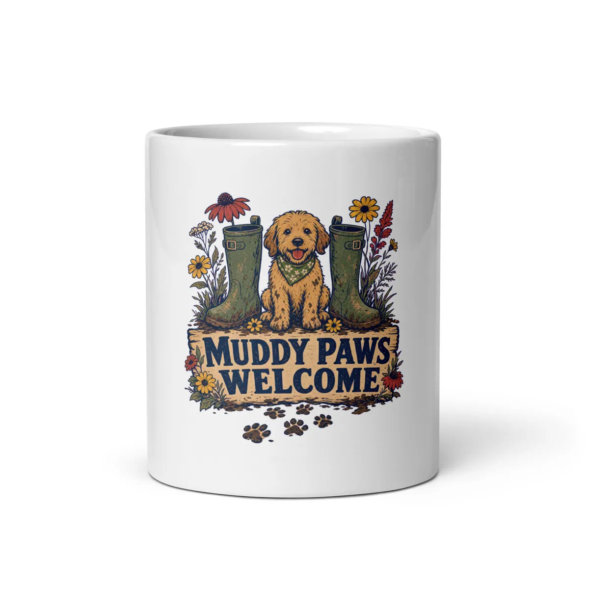 Aperçu numérique du produit Muddy Paws Welcome Mug · Blanc