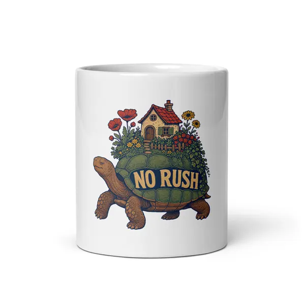 معاينة رقمية لمنتج No Rush Tortoise Mug · أبيض