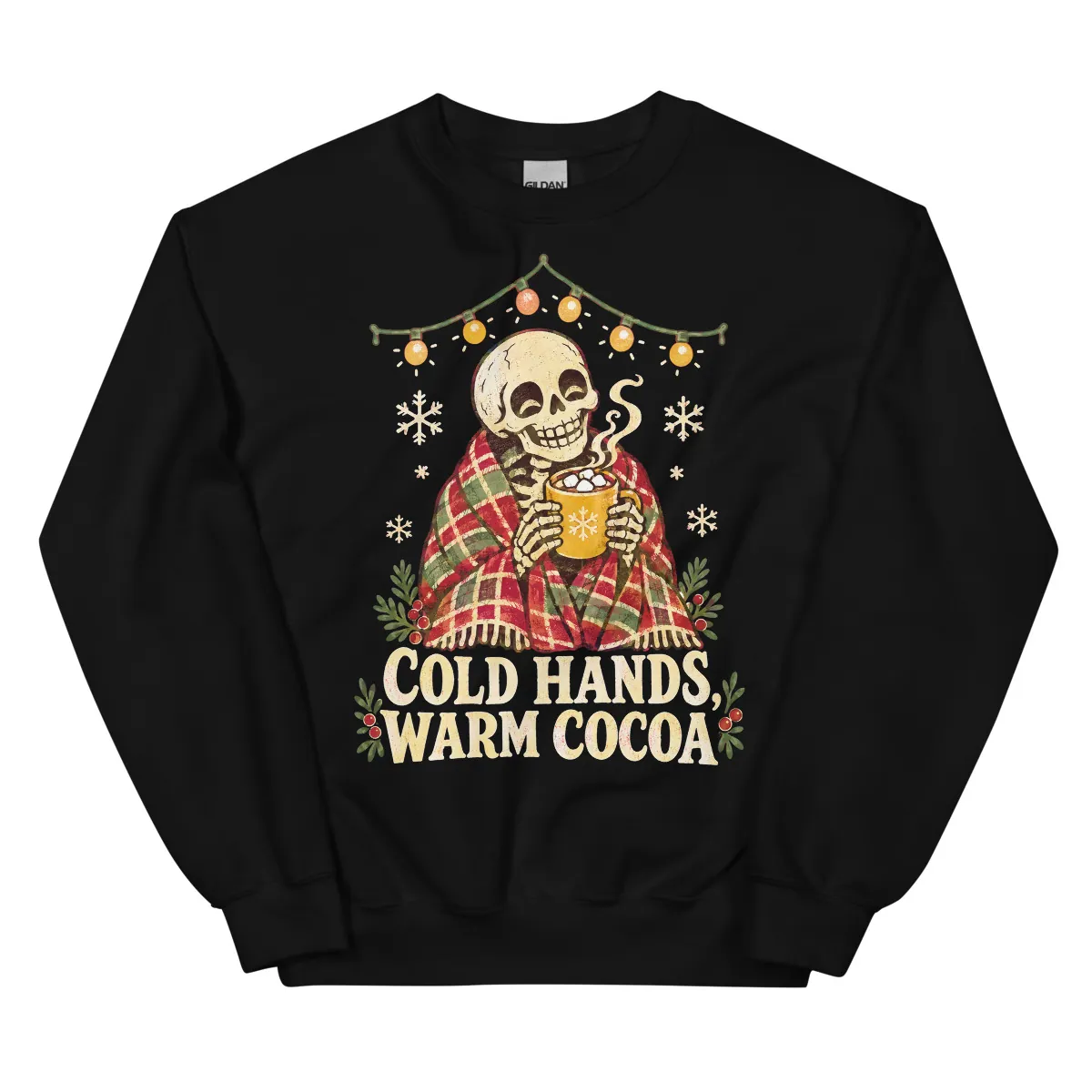 معاينة رقمية لمنتج Cold Hands, Warm Cocoa Sweatshirt · أسود