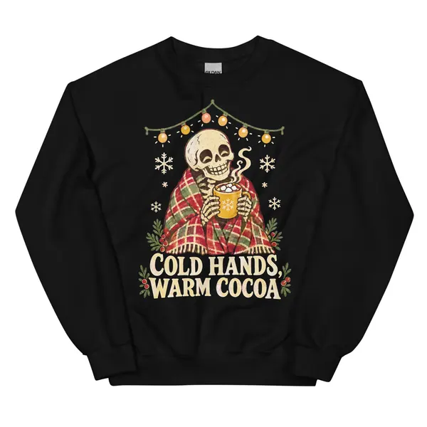 Aperçu numérique du produit Cold Hands, Warm Cocoa Sweatshirt · Noir