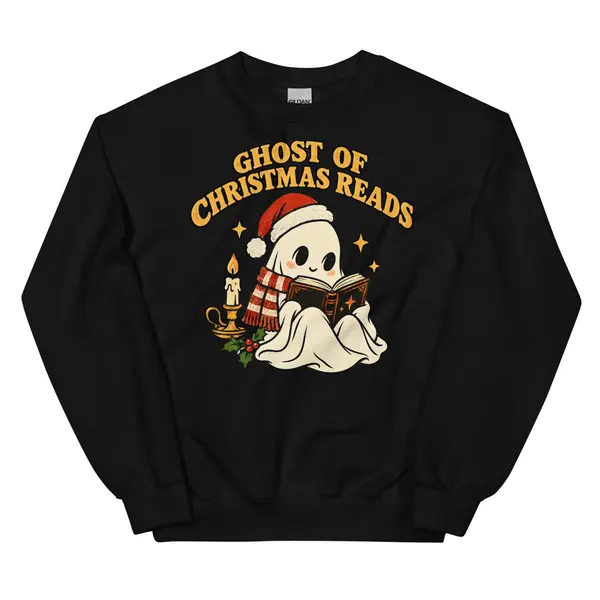 معاينة رقمية لمنتج Ghost of Christmas Reads Sweatshirt · أسود
