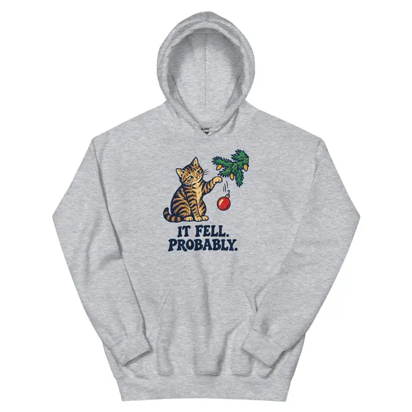 معاينة رقمية لمنتج It Fell. Probably. Hoodie · رمادي مُبرقش