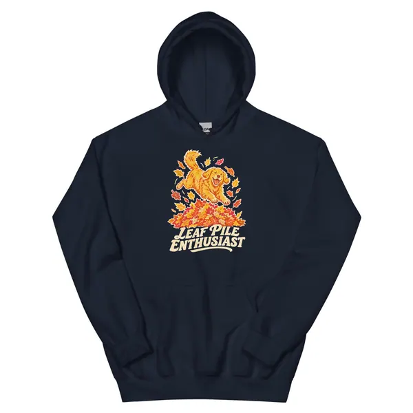 معاينة رقمية لمنتج Leaf Pile Enthusiast Hoodie · كحلي