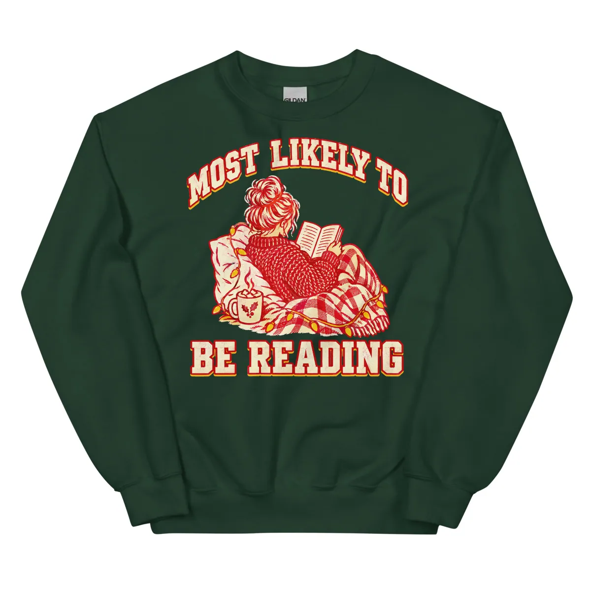 Most Likely to Be Reading Sweatshirt digital product preview · Forest Green