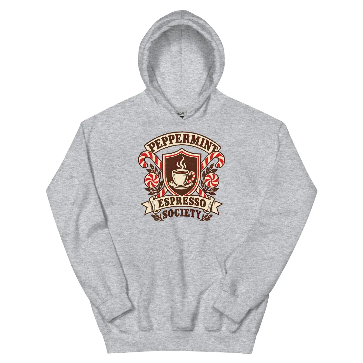 معاينة رقمية لمنتج Peppermint Espresso Society Hoodie · رمادي مُبرقش