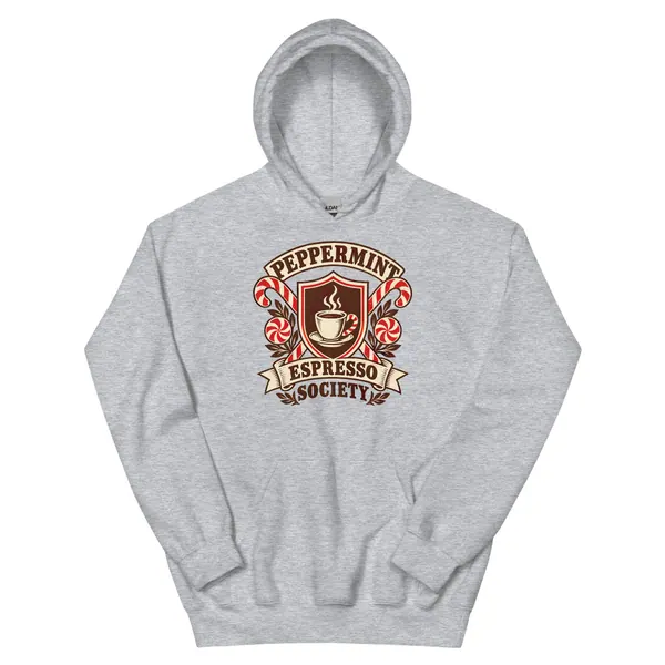 معاينة رقمية لمنتج Peppermint Espresso Society Hoodie · رمادي مُبرقش