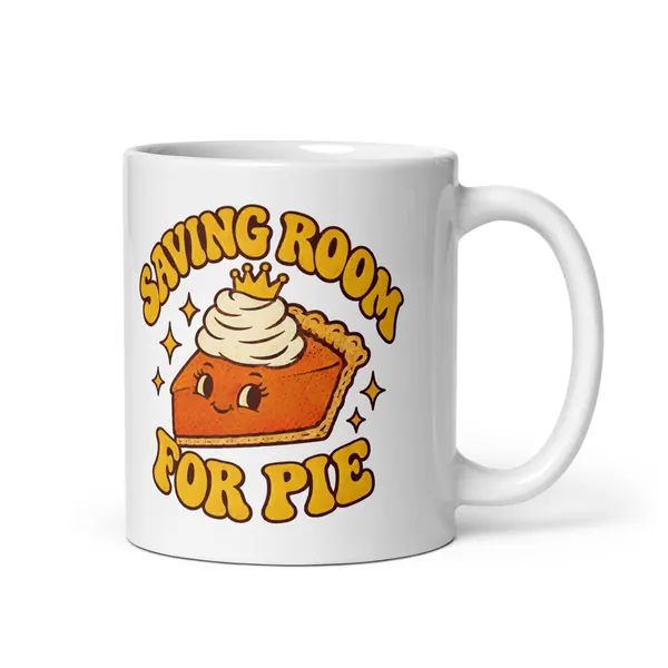 معاينة رقمية لمنتج Saving Room for Pie Mug · أبيض